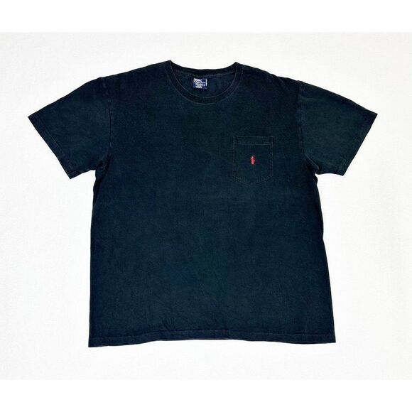 Vintage 90s Ralph Lauren Polo T-Shirt Large Black Embroidered Single Stitch - Picture 1 of 8